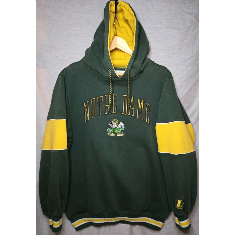 Vintage 90’s Notre Dame Fighting Irish Color Blocked Logo Athletic Hoodie Sz Med